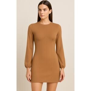Elliatt Lecia Mini Longsleeve Dress Taupe Brown Womens New Size Small